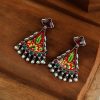 Coloful Hand-Painted Earrings With Monalisa Stone | Handcrafted Jewelry