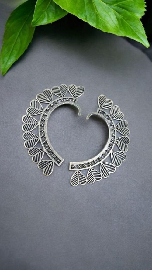 Antique Silver Earcuff | Heart Shape Ear cuff | Silver Replica Earrings