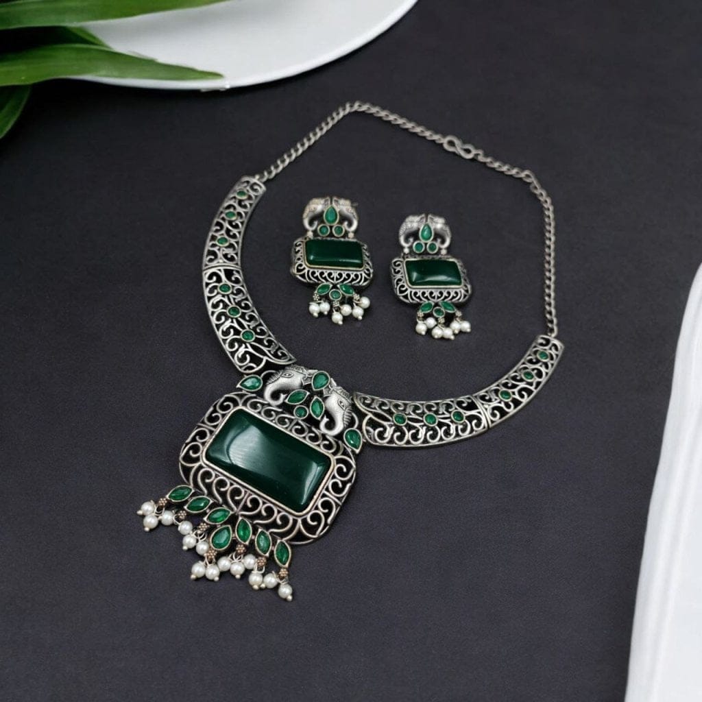 Antique Elephant Design Hasali Necklace Set | Best Vintage Jewelry