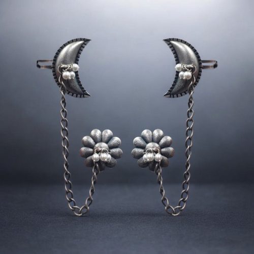 Oxidised Silver Replica Earcuff | Chain Earcuffs For Girls