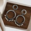 Oxidized Circle Earrings | Affordable Silver Plated Brass Dangler Jewelry
