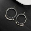 Oxidized Circle Hoop Earrings | Light Weight Silver Plated Jewelry