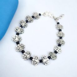Lotus Charms Bracelets For Girls | Black Beads Hand Accessories