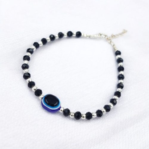 Evil Eye Bracelet With Crystal Beads | Adjustable Thread Handmade Jewelr