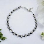 Oxidised Flower Charms Anklets | Affordable Black Beads Payal for Girls