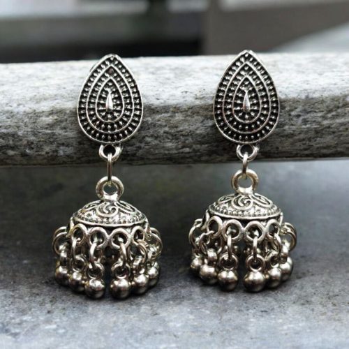 German Silver Jhumki | Light Weight Jhumka Earrings For Girls