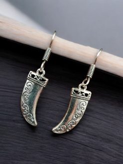 Daily Wear German Silver Knife Style Hook Earrings for Girls