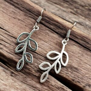 Casual Oxidised Leaf Style Earrings | German Silver Hook Earring For Girls