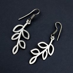 Casual Oxidised Leaf Style Earrings | German Silver Hook Earring For Girls