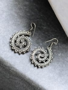 Light Weight Earrings | Unique Oxidized Silver Plated Hook Style Jewelry