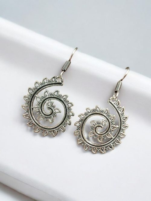 Light Weight Earrings | Unique Oxidized Silver Plated Hook Style Jewelry