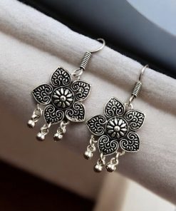 Flower Design Earrings | Best German Silver Stud | Oxidized Jewelry