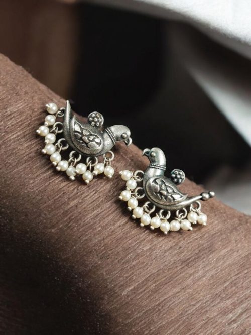 Silver Replica Bird Earring | Best Daily-wear Oxidised Jewelry