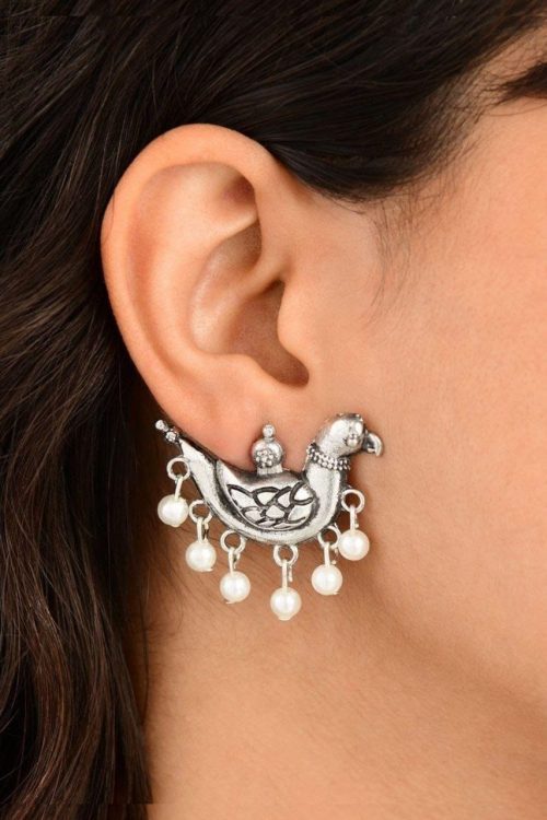 Silver Replica Bird Earring | Best Daily-wear Oxidised Jewelry