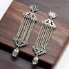 German Silver Earrings | Light Weight Long Dangler Studs Jhumki