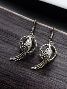 Peacock Earrings | Affordable German Silver Hook Dangler Jewelry
