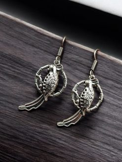Peacock Earrings | Affordable German Silver Hook Dangler Jewelry