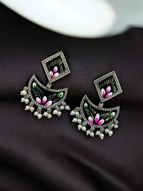 Hand-Painted Chandbali Earrings | Unique Handcrafted Painted Jewelry