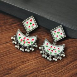 Hand-Painted Chandbali Earrings | Unique Handcrafted Painted Jewelry