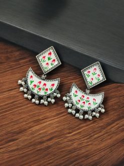 Hand-Painted Chandbali Earrings | Unique Handcrafted Painted Jewelry