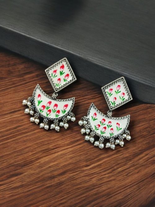 Hand-Painted Chandbali Earrings | Unique Handcrafted Painted Jewelry