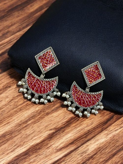 Hand-Painted Chandbali Earrings | Unique Handcrafted Painted Jewelry