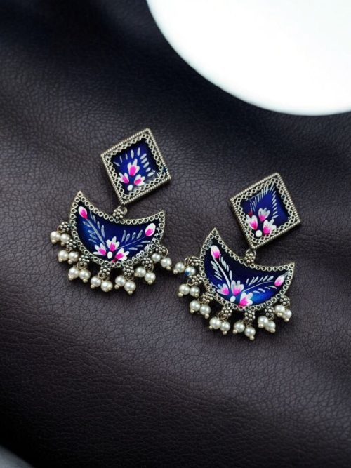 Hand-Painted Chandbali Earrings | Unique Handcrafted Painted Jewelry