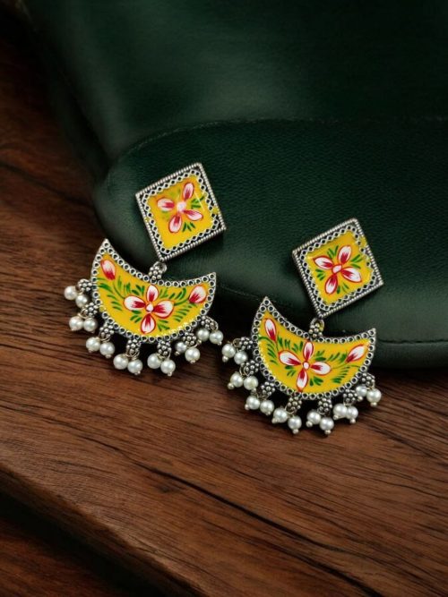 Hand-Painted Chandbali Earrings | Unique Handcrafted Painted Jewelry