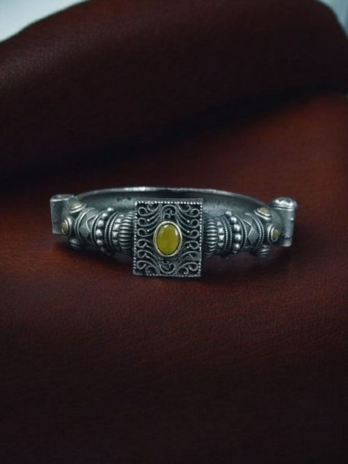 Silver Look Bangle | Free Size Openable Kada | Oxidized Bracelet
