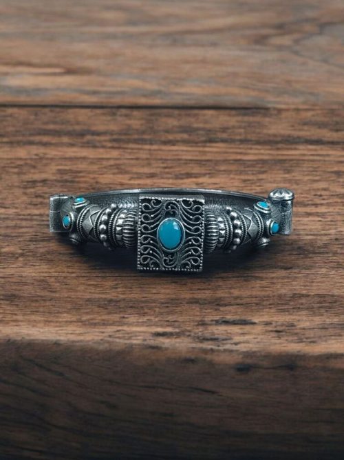 Silver Look Bangle | Free Size Openable Kada | Oxidized Bracelet