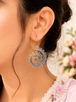 Light Weight Earrings | Unique Oxidized Silver Plated Hook Style Jewelry