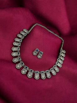 Silver Replica Choker Set | Best Designer Oxidized Necklace with Earrings