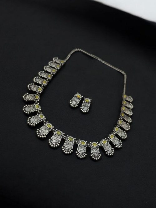Silver Replica Choker Set | Best Designer Oxidized Necklace with Earrings