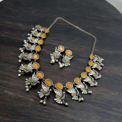 Oxidised Bird Design Choker Necklace Set | Traditional Jaipur Jewelry