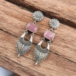 Traditional Silver Replica Earrings | Adorable Designer Monalisa Stone Jewelry - "Babypink"