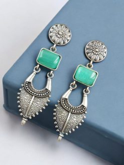 Traditional Silver Replica Earrings | Designer Monalisa Stone Jewelry