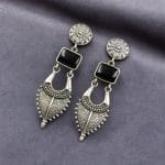 Traditional Silver Replica Earrings | Adorable Designer Monalisa Stone Jewelry - "Black"