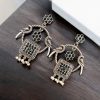 Silver Replica Peacock Style Earrings | Traditional Dangler Stud Jewelry