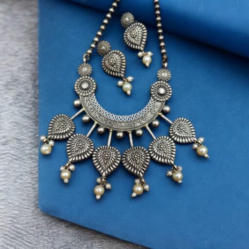 Vintage Look Silver Replica Necklace Set | Traditional Indian Jewelry