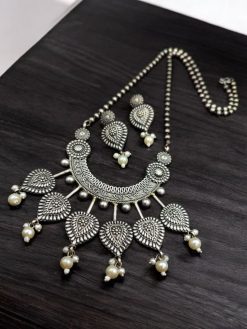 Vintage Look Silver Replica Necklace Set | Traditional Indian Jewelry