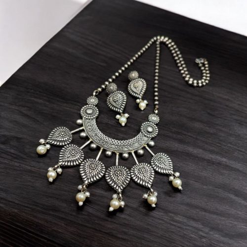 Vintage Look Silver Replica Necklace Set | Traditional Indian Jewelry