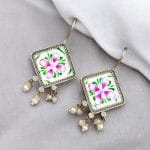 Best Ethnic Jewelry | Hand-Painted Earrings | Oxidised Silver Replica Hook Earring