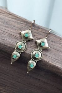 Silver Antique Replica Earrings | Affordable Hook Style Earring - Color: "MInt"