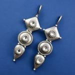 Silver Antique Replica Earrings | Affordable Hook Style Earring - "White"