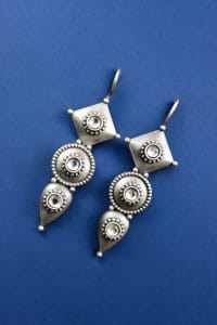 Silver Antique Replica Earrings | Affordable Hook Style Earring - Color: "White"