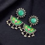 Designer Hand-Painted Earrings | Handcrafted Unique Silver Look aLike Jewelry
