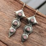 Silver Antique Replica Earrings | Affordable Hook Style Earring - "Babypink"