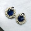 Designer Monalisa Stone Hand Made Stud Earrings With Pearls Beads