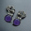 Oxidized Peacock Style Earrings | Silver Replica Stone Stud Jewelry