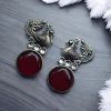 Oxidized Peacock Style Earrings | Silver Replica Stone Stud Jewelry